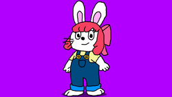 Size: 1366x768 | Tagged: safe, artist:ianpony98, apple bloom, rabbit, g4, 1000 hours in ms paint, adventures of the little koala, bow, bunny ears, clothes, needs more saturation, overalls, shirt, style emulation