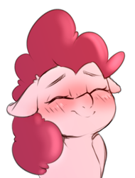 Size: 994x1306 | Tagged: safe, artist:angrylittlerodent, pinkie pie, earth pony, pony, blushing, cute, diapinkes, ear fluff, eyes closed, female, floppy ears, mare, simple background, solo, white background