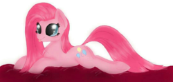 Size: 1082x513 | Tagged: safe, pinkie pie, earth pony, pony, g4, :p, cushion, cute, diapinkes, female, happy, lying down, mare, pinkamena diane pie, prone, silly, simple background, solo, tongue out, traditional art, white background