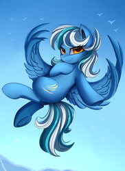 Size: 1823x2509 | Tagged: safe, artist:pridark, oc, oc only, oc:wind sail, pegasus, pony, commission, female, flying, looking at you, mare, smiling, solo, underhoof