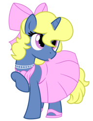 Size: 3039x3975 | Tagged: safe, artist:evilfrenzy, oc, oc only, oc:azure/sapphire, pony, unicorn, 2019 community collab, derpibooru community collaboration, bow, clothes, crossdressing, dress, femboy, hair bow, high res, lipstick, male, ponysona, shoes, simple background, solo, transparent background, trap