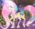 Size: 1452x1197 | Tagged: safe, artist:seafoamkitten, fluttershy, butterfly, pony, unicorn, g4, chest fluff, cutie mark, ear fluff, female, flower, flower in hair, fluttershy (g5 concept leak), forest, g5 concept leak style, g5 concept leaks, long mane, mare, path, smiling, solo, unshorn fetlocks, walking