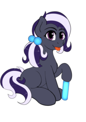 Size: 3273x4631 | Tagged: safe, artist:kyokimute, oc, oc only, oc:nitelight, earth pony, pony, 2019 community collab, derpibooru community collaboration, female, glowstick, mare, ponytail, simple background, solo, transparent background