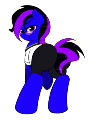 Size: 3273x4631 | Tagged: safe, artist:kyokimute, oc, oc only, oc:claret, earth pony, pony, 2019 community collab, derpibooru community collaboration, butt, clothes, female, glasses, mare, plot, simple background, solo, transparent background