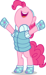 Size: 5000x8046 | Tagged: safe, artist:luckreza8, pinkie pie, earth pony, pony, best gift ever, g4, triple pony dare ya, .svg available, absurd resolution, bipedal, clothes, nose in the air, open mouth, simple background, transparent background, uvula, vector, volumetric mouth, winter outfit, y pose