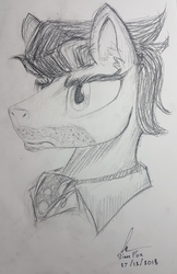 Size: 2505x3871 | Tagged: safe, artist:siam_foxx, doctor caballeron, earth pony, pony, g4, doodle, high res, male, pencil drawing, solo, stallion, traditional art