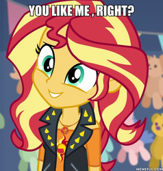 Size: 600x629 | Tagged: safe, edit, edited screencap, screencap, sunset shimmer, equestria girls, equestria girls specials, g4, my little pony equestria girls: better together, my little pony equestria girls: rollercoaster of friendship, bronybait, caption, cute, daaaaaaaaaaaw, geode of empathy, grin, image macro, magical geodes, meme, memeful.com, shimmerbetes, smiling, solo, text, weapons-grade cute