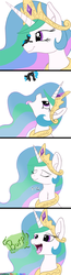 Size: 1000x3865 | Tagged: safe, artist:prismawatercolor, princess celestia, oc, oc:major siakou, alicorn, pegasus, pony, g4, burp, comic, commission, endosoma, fetish, jewelry, mawshot, micro, open mouth, princess vorestia, regalia, swallowing, throat bulge, vore