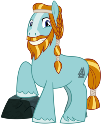Size: 2773x3413 | Tagged: safe, artist:cheezedoodle96, edit, editor:anonymous, rockhoof, earth pony, pony, campfire tales, g4, .svg available, accessory-less edit, beard, braid, braided ponytail, facial hair, high res, looking at you, male, missing accessory, moustache, rock, simple background, smiling, solo, stallion, svg, transparent background, valknut, vector