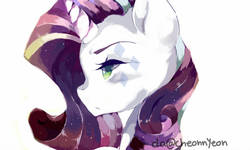 Size: 1024x615 | Tagged: safe, artist:yioyio, rarity, pony, g4, female, profile, simple background, solo, white background