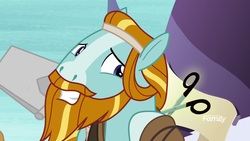 Size: 1920x1080 | Tagged: safe, screencap, rockhoof, earth pony, pony, a rockhoof and a hard place, g4, beard, facial hair, male, moustache, nervous, rockhoof's shovel, scissors, stallion