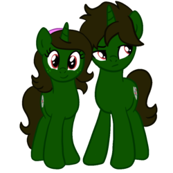 Size: 800x800 | Tagged: safe, artist:sjart117, derpibooru exclusive, oc, oc only, oc:nahuelin, oc:nahuelina, earth pony, pony, unicorn, 2019 community collab, derpibooru community collaboration, brother, female, male, mare, request, requested art, siblings, simple background, sister, stallion, transparent background