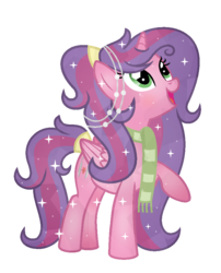 Size: 735x910 | Tagged: safe, artist:darbypop1, oc, oc only, oc:alyssa rice, alicorn, crystal pony, pony, clothes, crystallized, female, mare, scarf, simple background, solo, transparent background