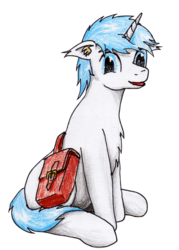 Size: 1482x2065 | Tagged: safe, artist:40kponyguy, derpibooru exclusive, oc, oc only, oc:geljado, pony, unicorn, 2019 community collab, derpibooru community collaboration, bag, chest fluff, ear fluff, looking at you, male, simple background, solo, stallion, traditional art, transparent background