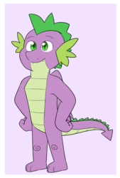 Size: 951x1407 | Tagged: safe, artist:winterwithers, spike, dragon, g4, colored pupils, hand on hip, male, older, older spike, solo, winged spike, wings