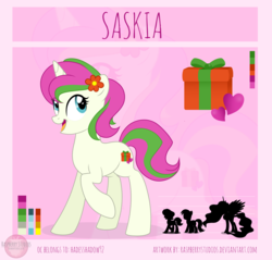 Size: 2622x2509 | Tagged: safe, artist:raspberrystudios, oc, oc only, oc:saskia, pony, unicorn, commission, cutie mark, fallout equestria: guardians of the wastes, height difference, high res, reference sheet