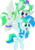 Size: 6035x8579 | Tagged: safe, artist:aureai, artist:cyanlightning, oc, oc only, oc:blue sky lightning, oc:cyan lightning, oc:emerald lightning, oc:green lightning, pegasus, pony, unicorn, 2019 community collab, derpibooru community collaboration, .svg available, absurd resolution, brother and sister, chest fluff, clothes, colt, duo, ear fluff, female, filly, flying, leg warmers, male, open mouth, plushie, scarf, siblings, simple background, spread wings, transparent background, vector, wings