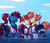 Size: 4000x3401 | Tagged: safe, artist:ncmares, artist:sugaryviolet, color edit, edit, oc, oc only, oc:altus bastion, oc:ruby, oc:specialist sunflower, boatpony, pony, unicorn, boat, butt, clothes, colored, eyes closed, female, giant pony, kantai collection, macro, mare, ocean, one eye closed, open mouth, plot, sailor uniform, schoolgirl, ship ponies, shipmare, sketch, uniform