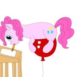 Size: 2100x2100 | Tagged: safe, artist:m3g4, pinkie pie, g4, balloon, drawing, floating, high res, red balloon