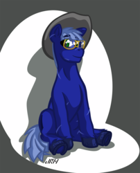 Size: 720x892 | Tagged: safe, artist:texasuberalles, oc, oc only, earth pony, pony, cowboy hat, glasses, hat, looking at you, male, ponysona, scar, simple background, sitting, solo, stallion, transparent background, underhoof, unshorn fetlocks