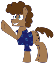 Size: 1422x1662 | Tagged: safe, artist:feralroku, oc, oc only, oc:strong runner, earth pony, pony, 2019 community collab, derpibooru community collaboration, clothes, shirt, simple background, smiling, solo, transparent background