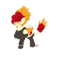 Size: 3000x3000 | Tagged: safe, artist:epicenehs, oc, oc only, oc:chimie changa, hybrid, pony, 2019 community collab, derpibooru community collaboration, clothes, female, high res, mare, pegaphoenix, simple background, socks, solo, sweater, transparent background
