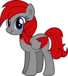 Size: 2676x3000 | Tagged: safe, artist:cyberapple456, derpibooru exclusive, oc, oc only, oc:redbolt, pegasus, pony, 2019 community collab, derpibooru community collaboration, collar, high res, looking at you, meta, red and black oc, scrunchy face, show accurate, simple background, solo, transparent background