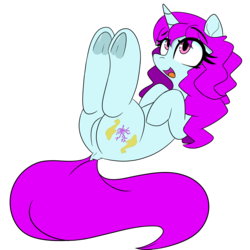 Size: 5080x5080 | Tagged: safe, artist:niggerdrawfag, oc, oc only, oc:blooming corals, pony, unicorn, absurd resolution, butt, dock, female, frog (hoof), open mouth, plot, redraw, simple background, solo, transparent background, underhoof