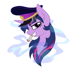 Size: 642x595 | Tagged: safe, artist:hilloty, twilight sparkle, pony, g4, cigarette, clothes, commission, female, grin, mare, simple background, smiling, smoking, solo, transparent background