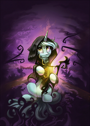 Size: 1024x1434 | Tagged: safe, artist:ramiras, lyra heartstrings, pony, unicorn, fanfic:background pony, g4, clothes, dig the swell hoodie, fanfic art, female, hoodie, lyre, musical instrument, solo, the nightbringer