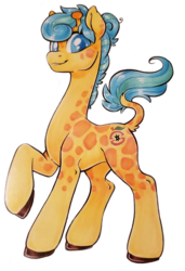 Size: 566x826 | Tagged: safe, artist:onnanoko, oc, oc only, oc:nectarine, giraffe, cutie mark, giraffe oc, male, simple background, solo, white background