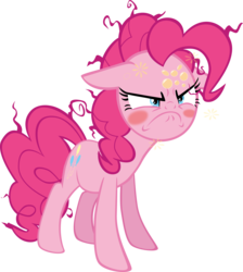 Size: 9419x10490 | Tagged: safe, alternate version, artist:ace play, pinkie pie, earth pony, pony, g4, >:c, absurd resolution, blushing, bubble, drunk, female, floppy ears, frown, messy mane, simple background, solo, transparent background, vector