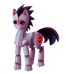Size: 926x1038 | Tagged: safe, artist:rosutopeji, oc, oc only, oc:rubiont, pony, robot, robot pony, 2019 community collab, derpibooru community collaboration, simple background, solo, transparent background