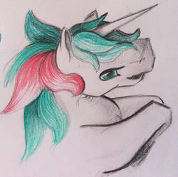 Size: 896x892 | Tagged: safe, artist:lulabys-melody, gusty, pony, unicorn, g1, female, sketch, solo