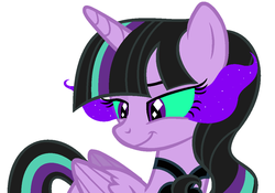 Size: 1112x780 | Tagged: safe, artist:frog, artist:kingbases, derpibooru exclusive, oc, oc only, oc:twivine sparkle, alicorn, pony, base used, missing accessory, missing cutie mark, oc villain, simple background, solo, sombra eyes, white background