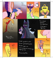 Size: 1602x1759 | Tagged: safe, artist:rainys-13, flash sentry, twilight sparkle, oc, oc:dusk star, oc:galaxy guard, pegasus, pony, kindverse, g4, comic, offspring, parent:flash sentry, parent:silver script, parent:twilight sparkle, parents:flashlight, parents:twiscript