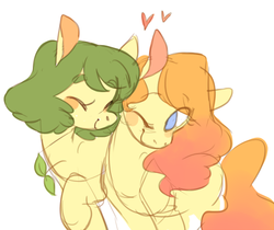 Size: 500x419 | Tagged: safe, artist:yourdailydoodles, oc, oc only, oc:invidia, pony, duo, nuzzling