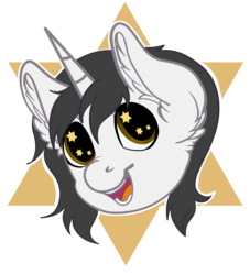 Size: 3370x3710 | Tagged: safe, artist:sparky, oc, oc only, oc:shiron, alicorn, pony, alicorn oc, commission, ear fluff, head, high res, horn, simple background, solo, starry eyes, transparent background, wingding eyes