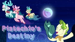 Size: 2048x1152 | Tagged: safe, artist:vector-brony, editor:lonecoat84, alice the reindeer, aurora the reindeer, bori the reindeer, pistachio, best gift ever, g4, the best night ever, fanfic, fanfic art, fanfic cover, hearth's warming eve, moon, night
