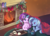 Size: 2200x1600 | Tagged: safe, artist:uuunicorn23, starlight glimmer, trixie, pony, unicorn, g4, blanket, chocolate, female, fire, fireplace, food, hearth's warming, hearth's warming doll, hot chocolate, lesbian, mare, ship:startrix, shipping, tea, yule log