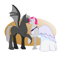 Size: 9000x8400 | Tagged: safe, artist:sweetharmony-0713, oc, oc:bloodthirst (vampire pony), oc:platinum royale, pony, unicorn, vampire, vampony, absurd resolution, clothes, couple, dress, duo, female, holding hooves, husband and wife, male, married couple, oc x oc, offspring, offspring shipping, parent:rarity, parents:canon x oc, pregnant, shipping, straight