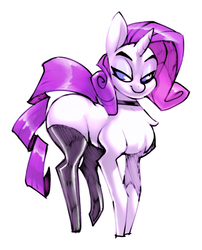 Size: 621x768 | Tagged: safe, artist:bigdad, rarity, pony, unicorn, g4, bedroom eyes, choker, clothes, female, latex, mare, simple background, smiling, socks, solo, thigh highs, white background