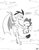 Size: 2550x3300 | Tagged: safe, artist:loreto-arts, princess ember, spike, dragon, g4, high res, monochrome, winged spike, wings