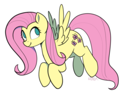 Size: 1308x976 | Tagged: safe, artist:puetsua, fluttershy, pegasus, pony, g4, cute, female, mare, shyabetes, signature, simple background, smiling, solo, white background