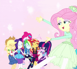 Size: 802x720 | Tagged: safe, screencap, applejack, fluttershy, pinkie pie, rainbow dash, rarity, sci-twi, sunset shimmer, twilight sparkle, equestria girls, g4, my little pony equestria girls: better together, so much more to me, animated, clothes, converse, cropped, female, geode of empathy, geode of shielding, geode of super speed, geode of super strength, geode of telekinesis, gif, humane five, humane seven, humane six, jumping, magical geodes, shoes