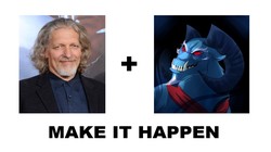 Size: 1366x765 | Tagged: safe, artist:peachiekeenie, grogar (g1), g1, clancy brown, exploitable meme, make it happen, meme