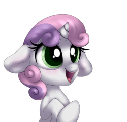 Size: 1939x1869 | Tagged: safe, artist:confetticakez, sweetie belle, pony, unicorn, g4, cute, diasweetes, female, filly, floppy ears, happy, open mouth, simple background, solo, transparent background
