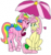 Size: 865x924 | Tagged: safe, artist:honeytediz, parasol (g1), posey, g1, duo, female, lesbian, poseysal, rainbow ponies, shipping, umbrella