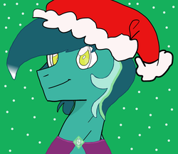 Size: 2031x1765 | Tagged: safe, oc, oc only, oc:early solstice, pegasus, pony, amulet, cape, christmas, clothes, collaboration, earth, hat, holiday, jewelry, male, santa hat, simple background, solo