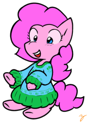 Size: 835x1164 | Tagged: safe, artist:zutcha, pinkie pie, earth pony, pony, g4, clothes, female, looking down, mare, open mouth, simple background, sitting, solo, sweater, transparent background